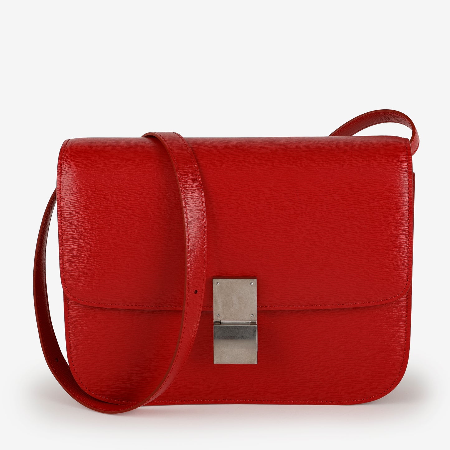 Medium Box Bag, Red Spazzolato Calfskin