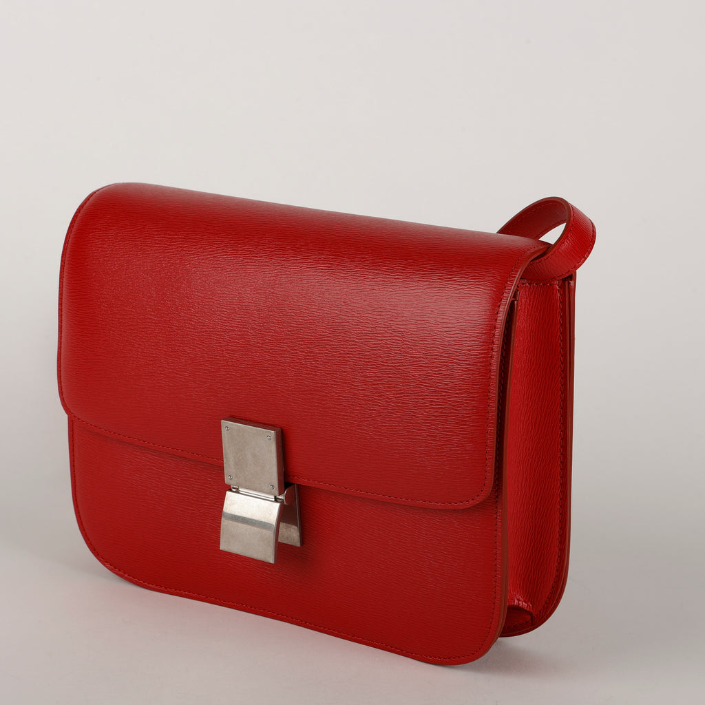 Medium Box Bag, Red Spazzolato Calfskin