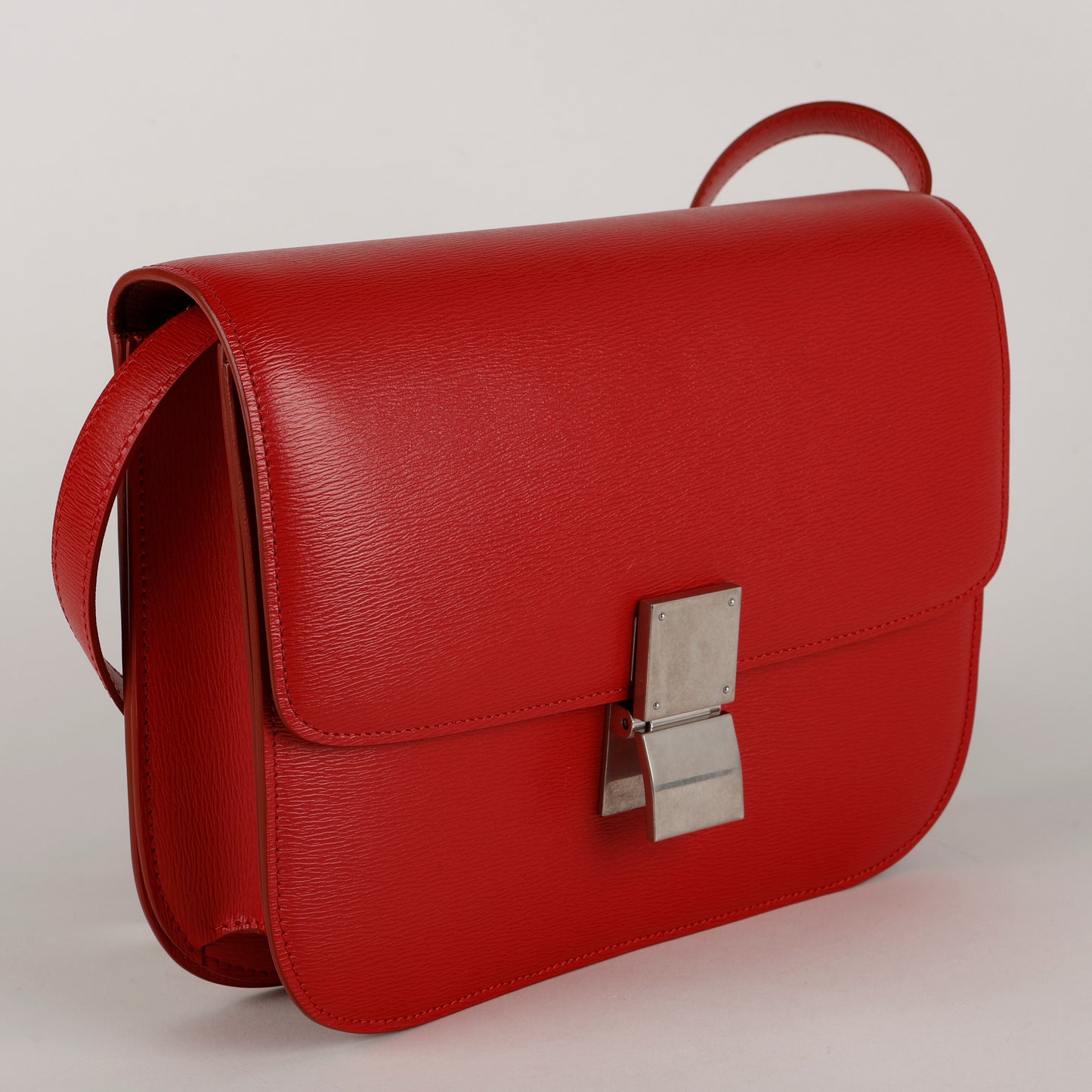 Medium Box Bag, Red Spazzolato Calfskin