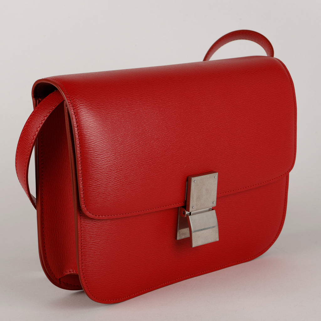 Medium Box Bag, Red Spazzolato Calfskin