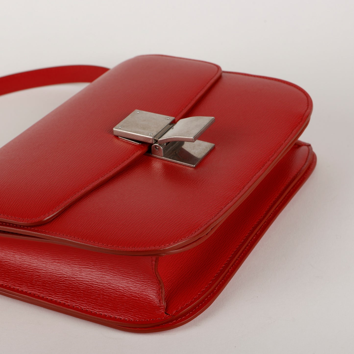 Medium Box Bag, Red Spazzolato Calfskin