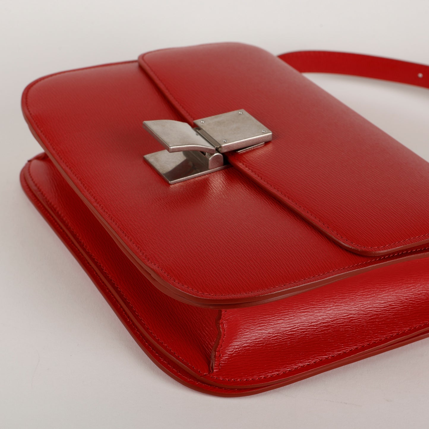 Medium Box Bag, Red Spazzolato Calfskin