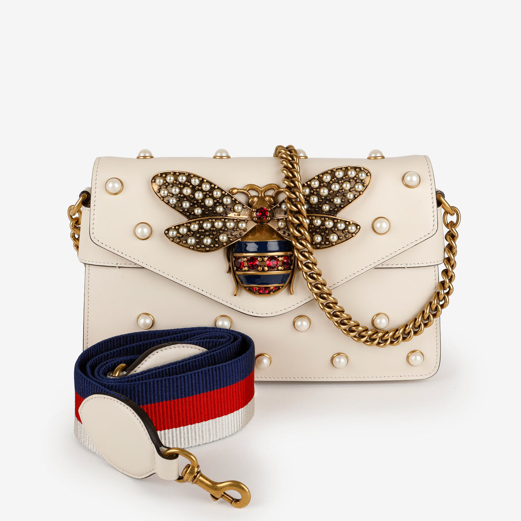 Broadway Pearly Bee Shoulder Bag, Cream 2