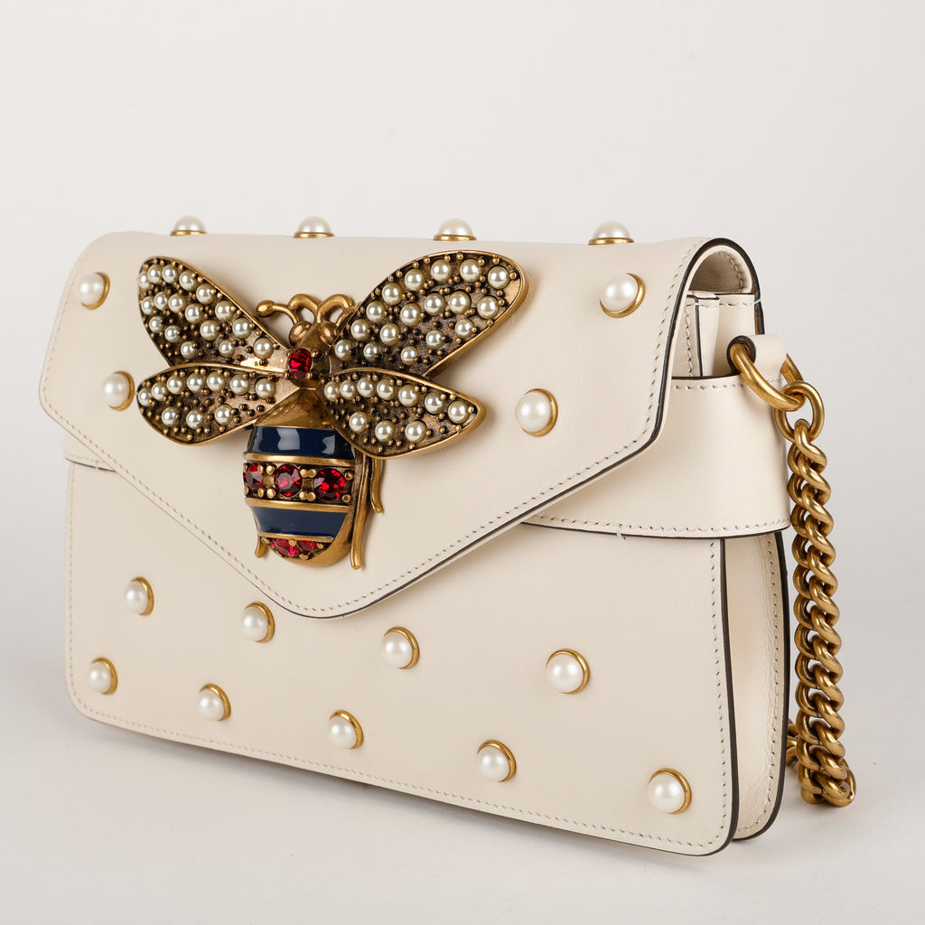 Broadway Pearly Bee Shoulder Bag, Cream 2