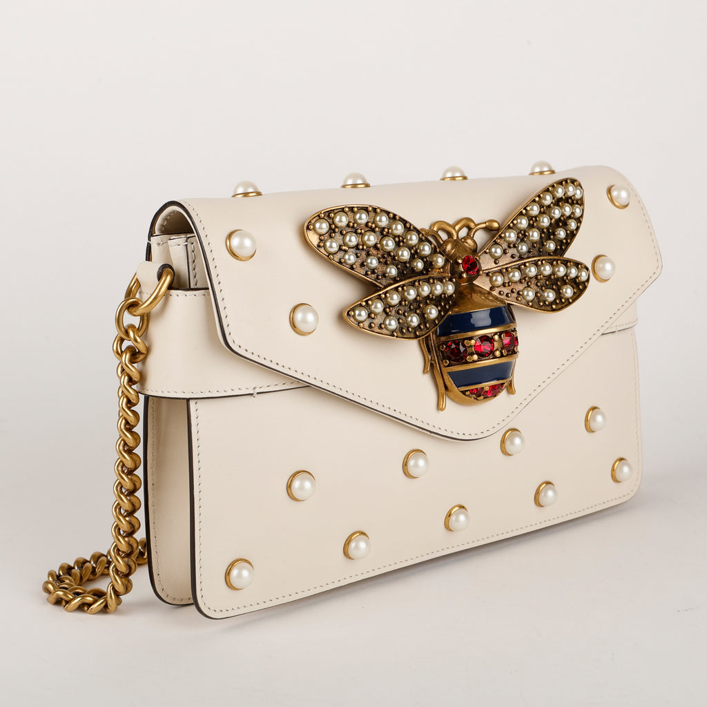 Broadway Pearly Bee Shoulder Bag, Cream 2