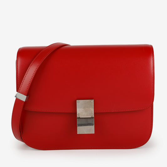 Medium Box Bag, Red Smooth Calfskin