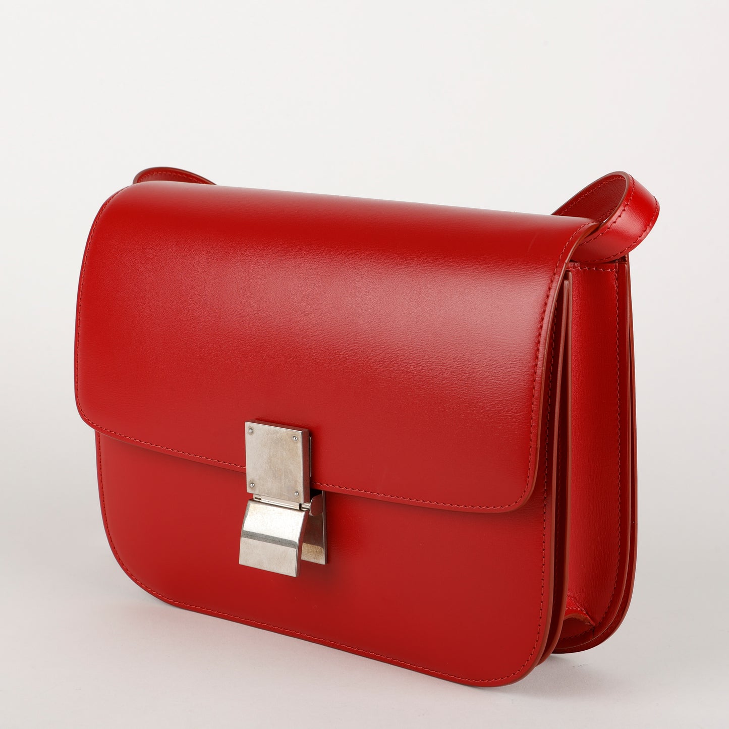 Medium Box Bag, Red Smooth Calfskin