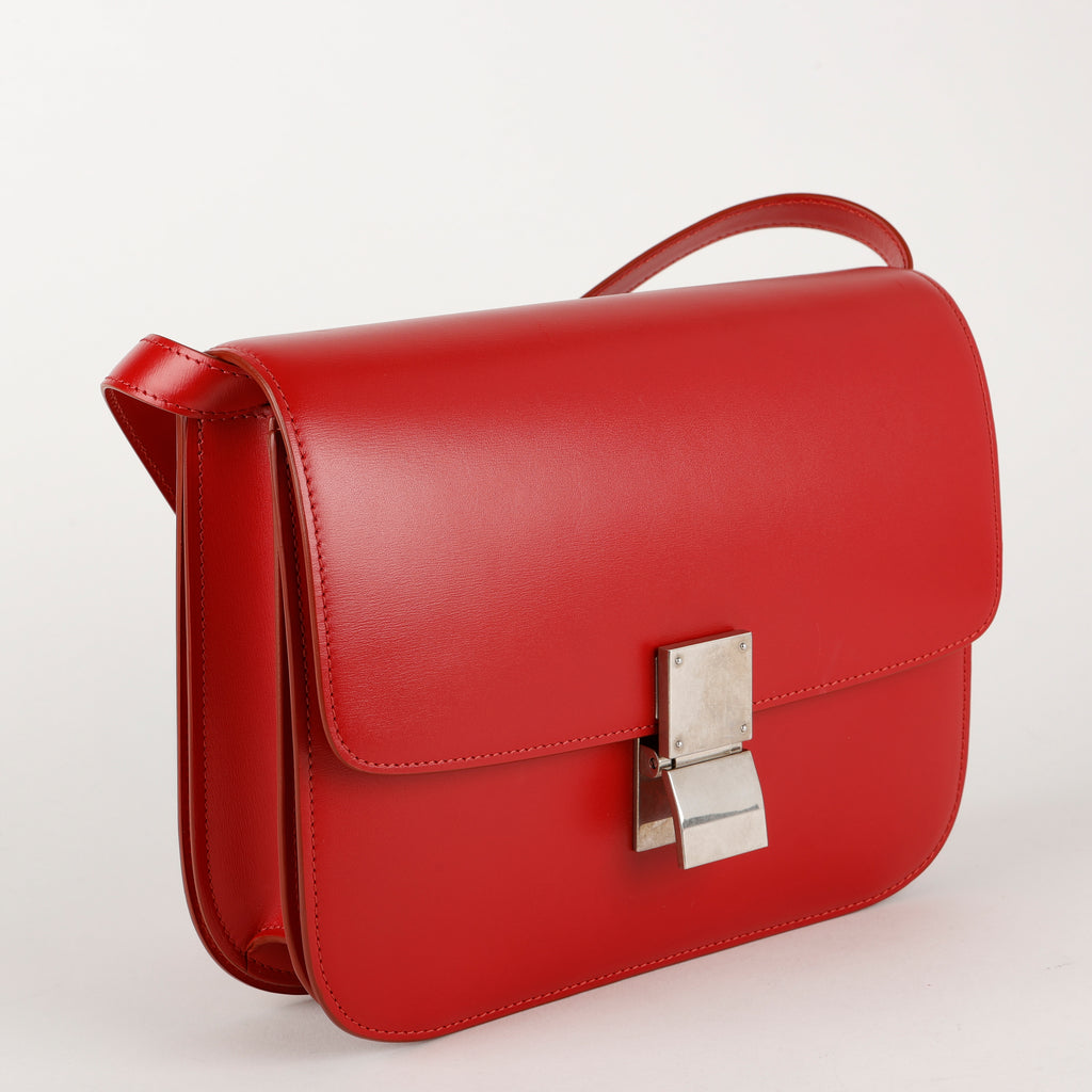 Medium Box Bag, Red Smooth Calfskin