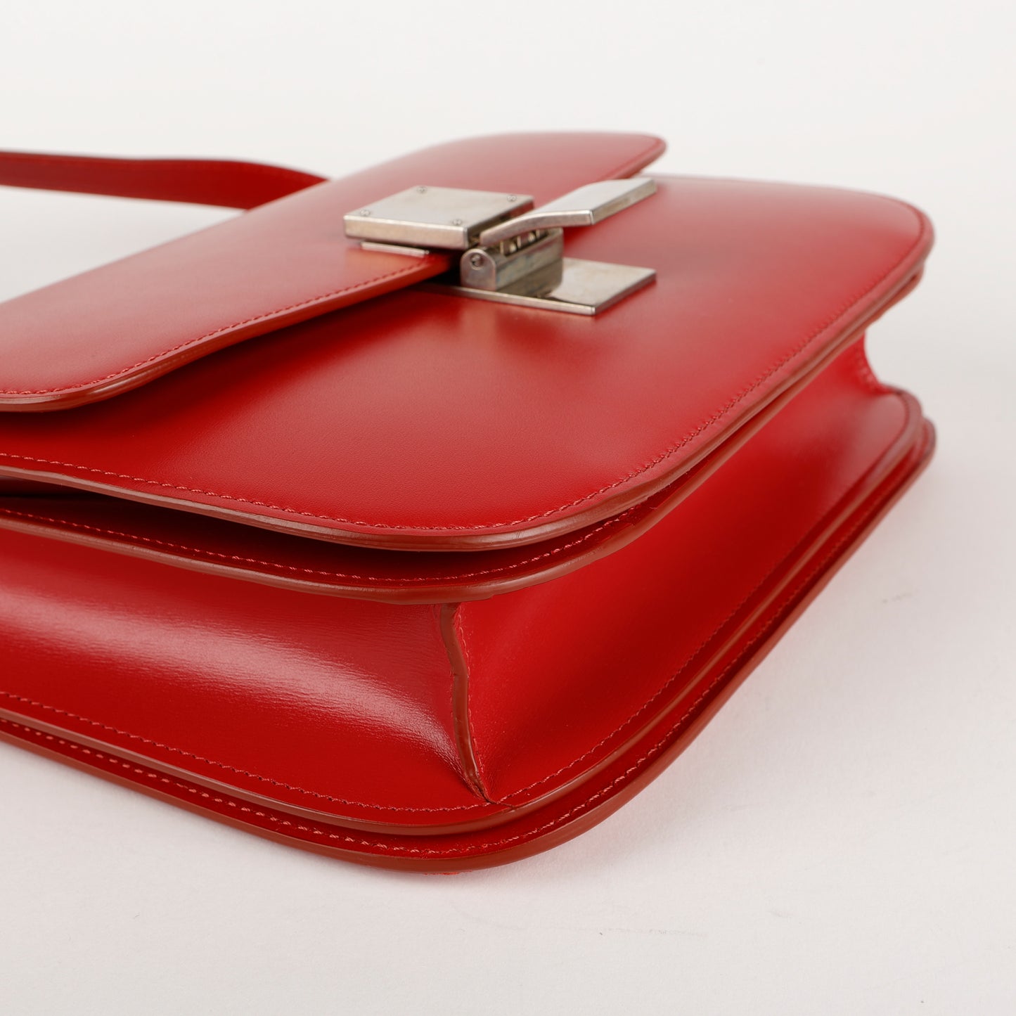 Medium Box Bag, Red Smooth Calfskin