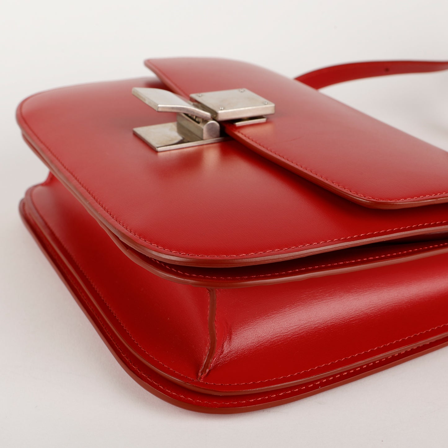 Medium Box Bag, Red Smooth Calfskin