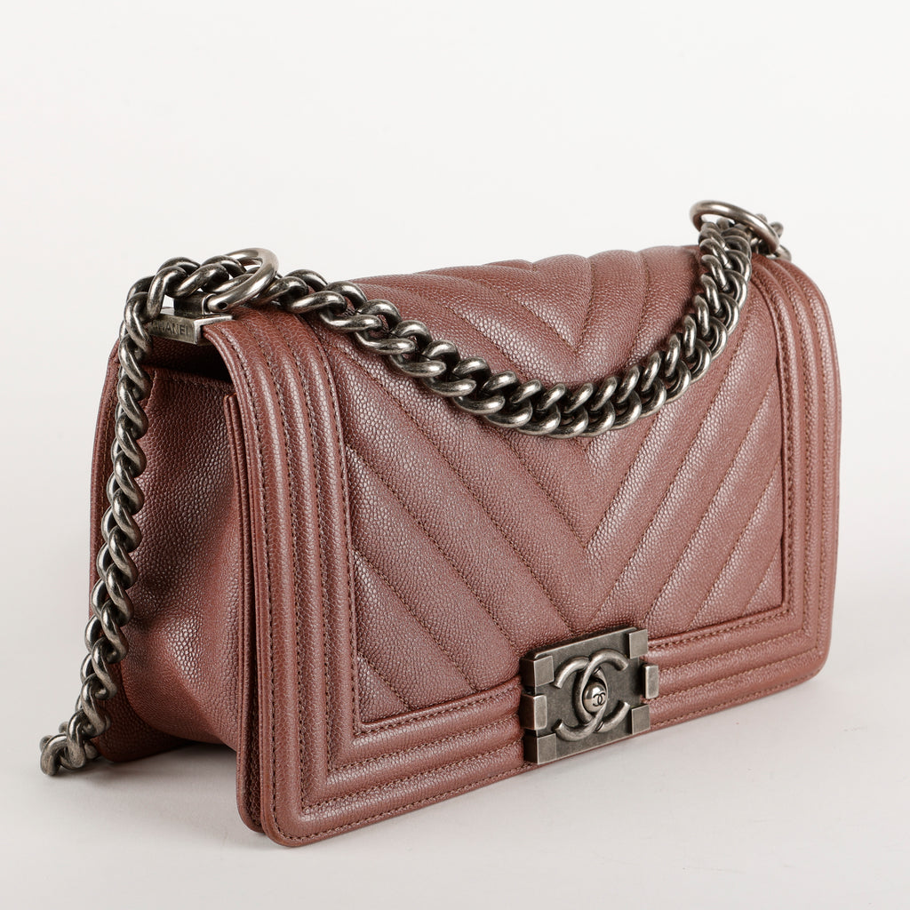 Old Medium Boy Bag, Plum Purple Caviar