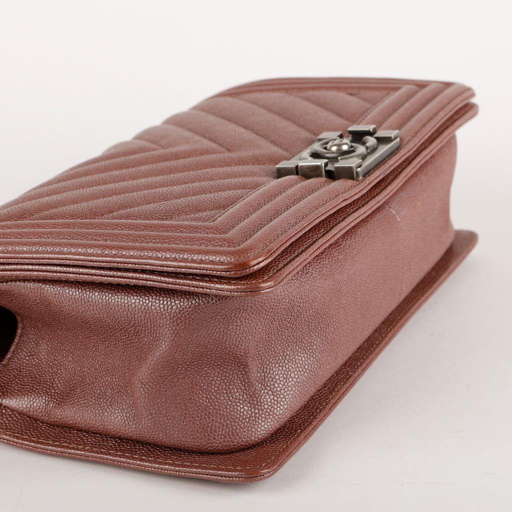 Old Medium Boy Bag, Plum Purple Caviar