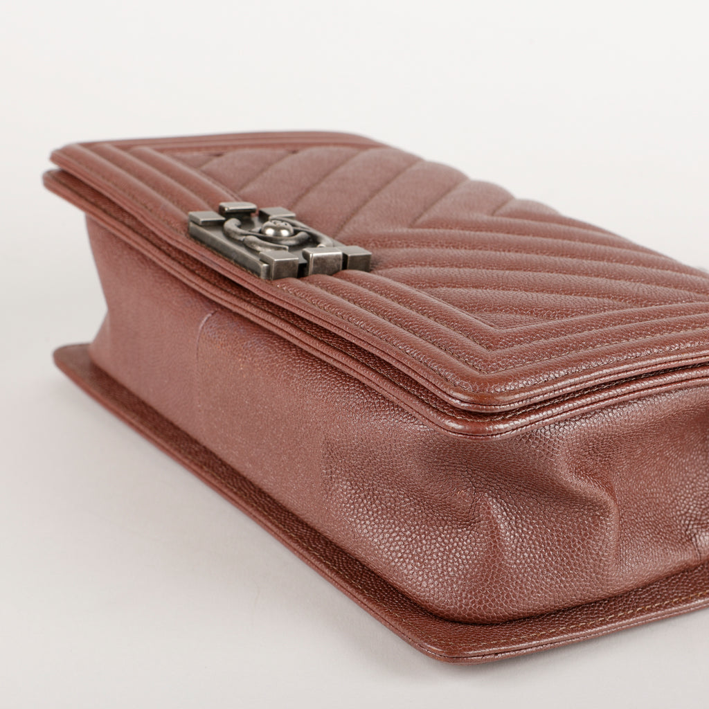 Old Medium Boy Bag, Plum Purple Caviar