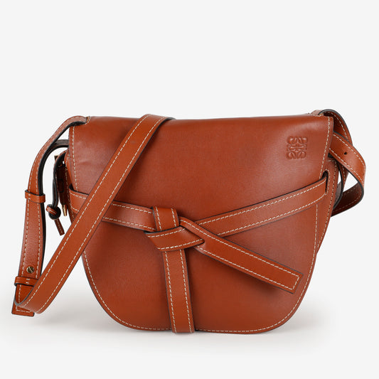Medium Gate Shoulder Bag, Brown Calfskin