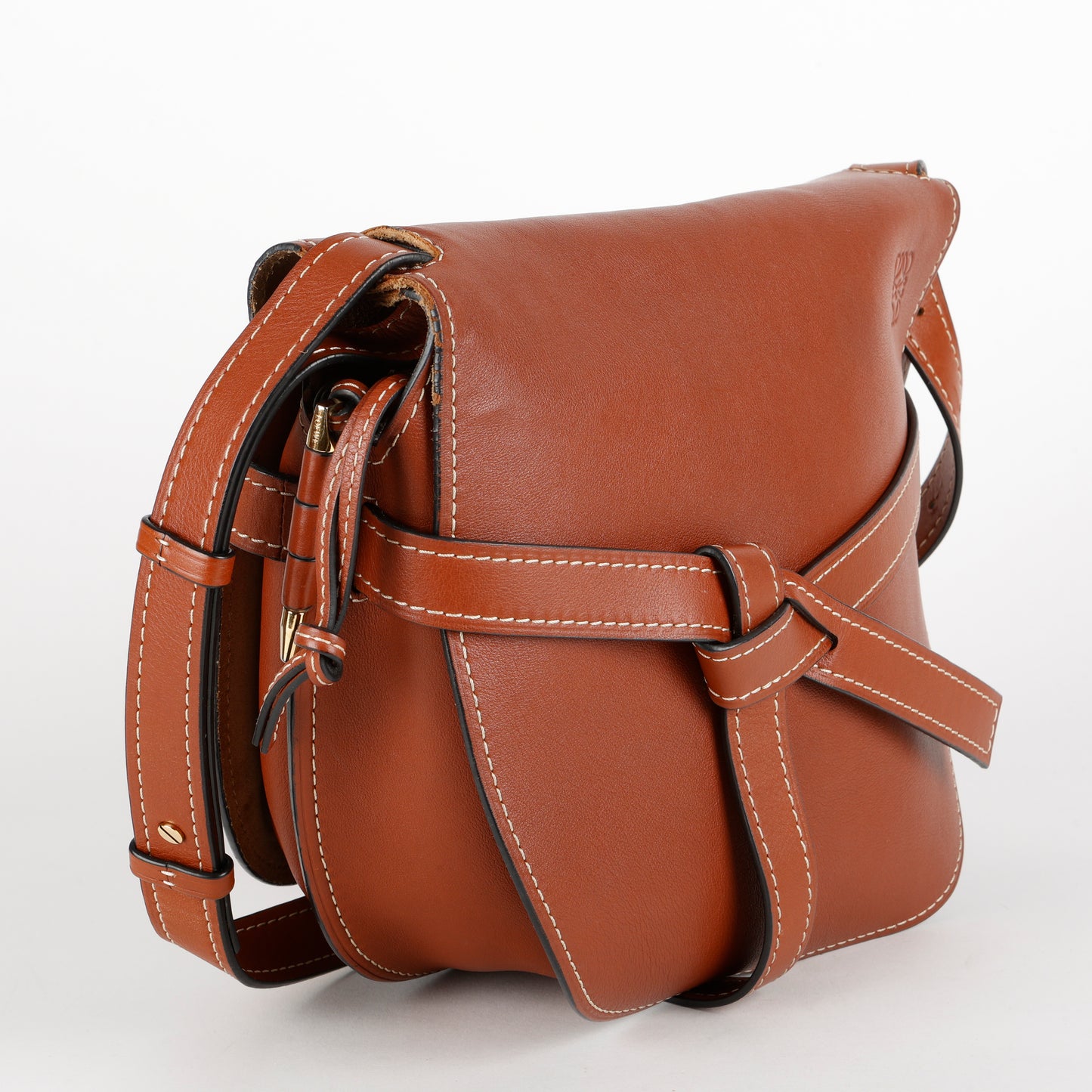 Medium Gate Shoulder Bag, Brown Calfskin