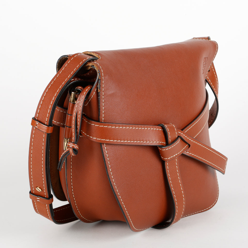 Medium Gate Shoulder Bag, Brown Calfskin