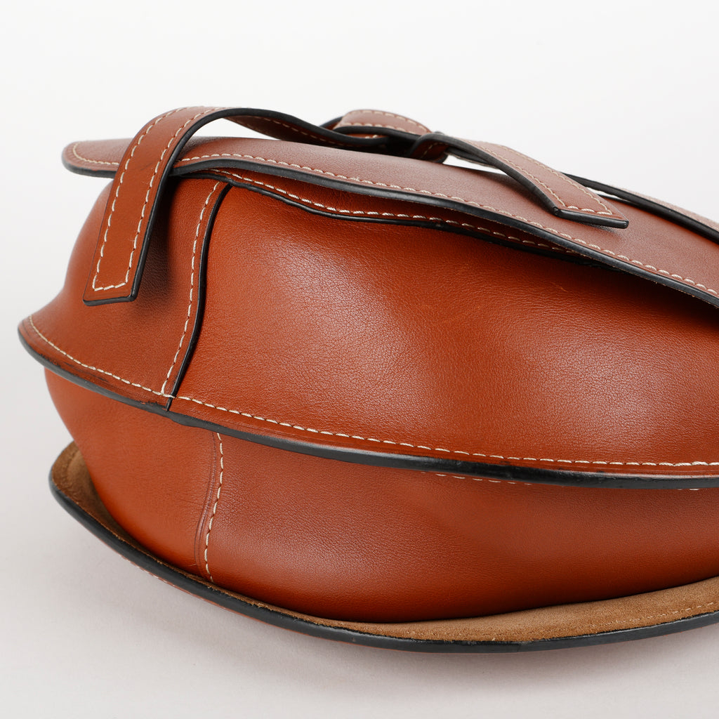 Medium Gate Shoulder Bag, Brown Calfskin
