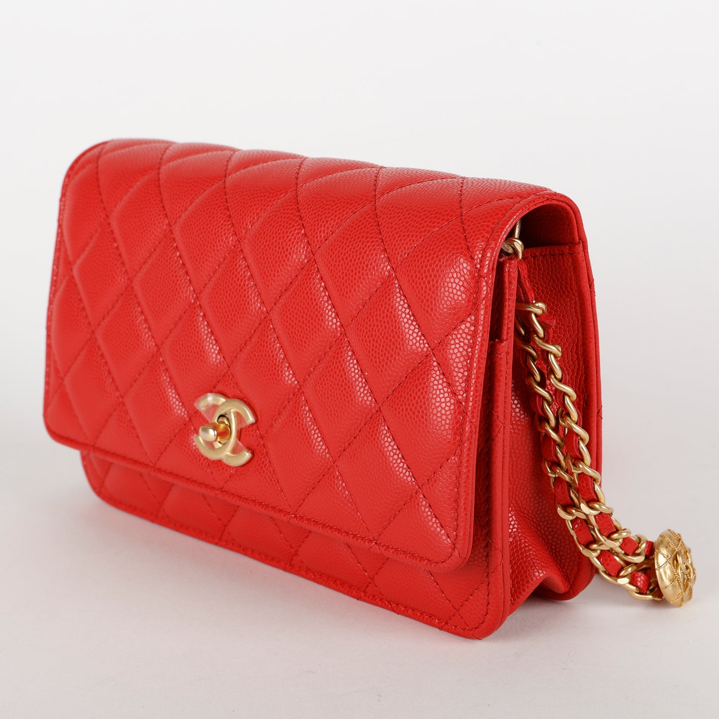 Twist Your Buttons Wallet on Chain, Red Caviar