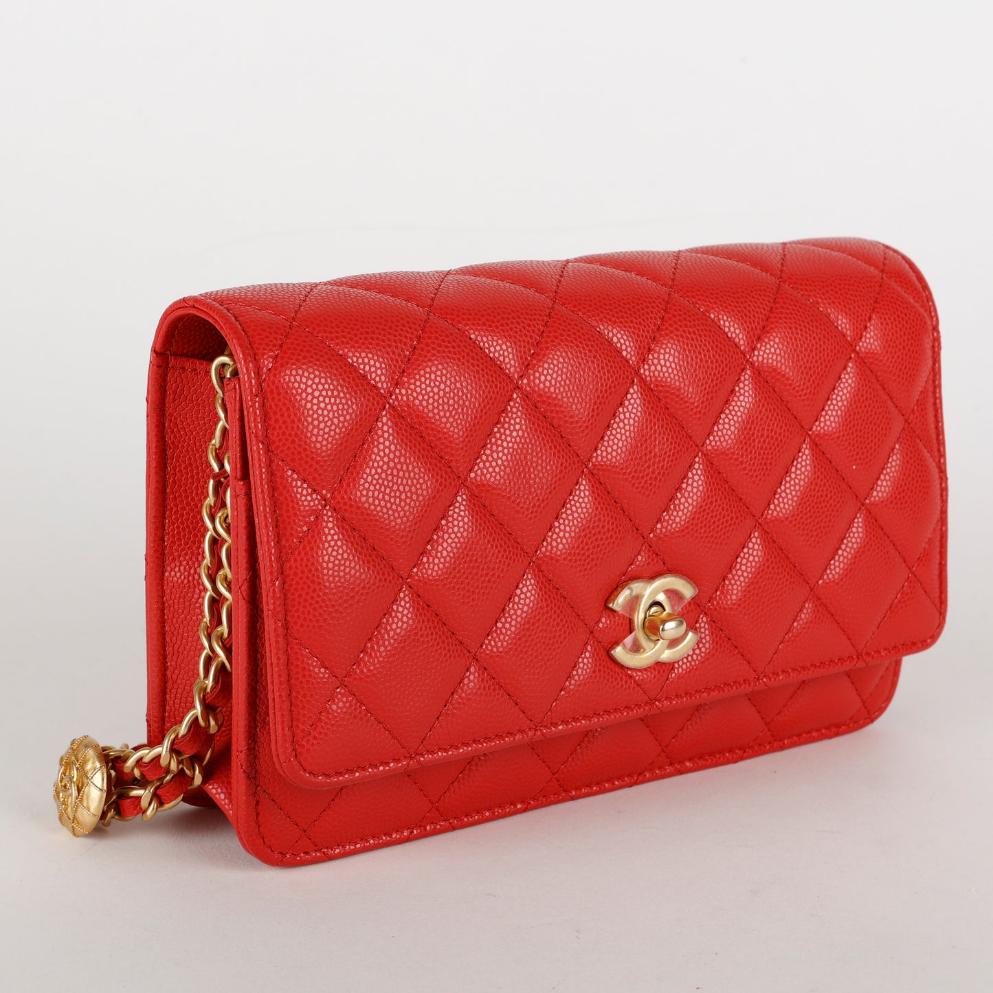 Twist Your Buttons Wallet on Chain, Red Caviar
