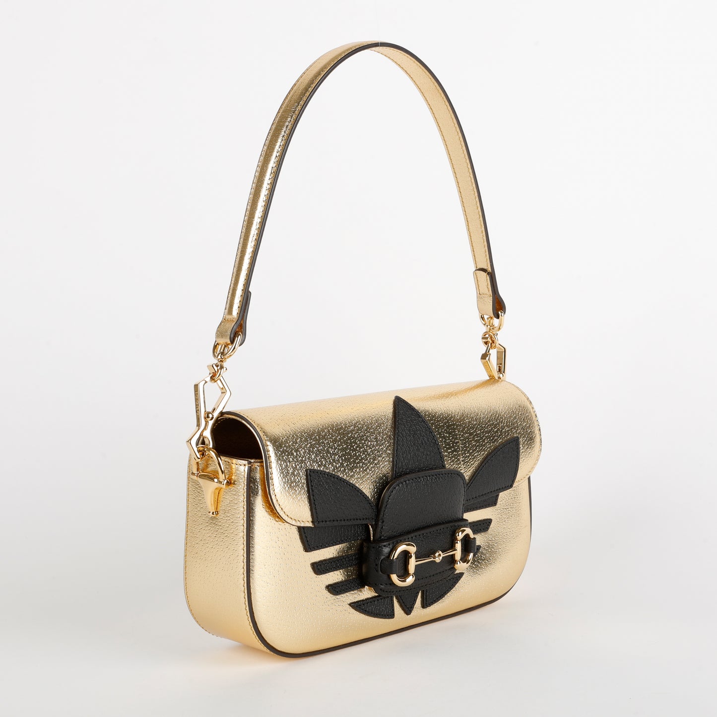 G X Adidas Horsebit Shoulder Bag, Metallic Gold