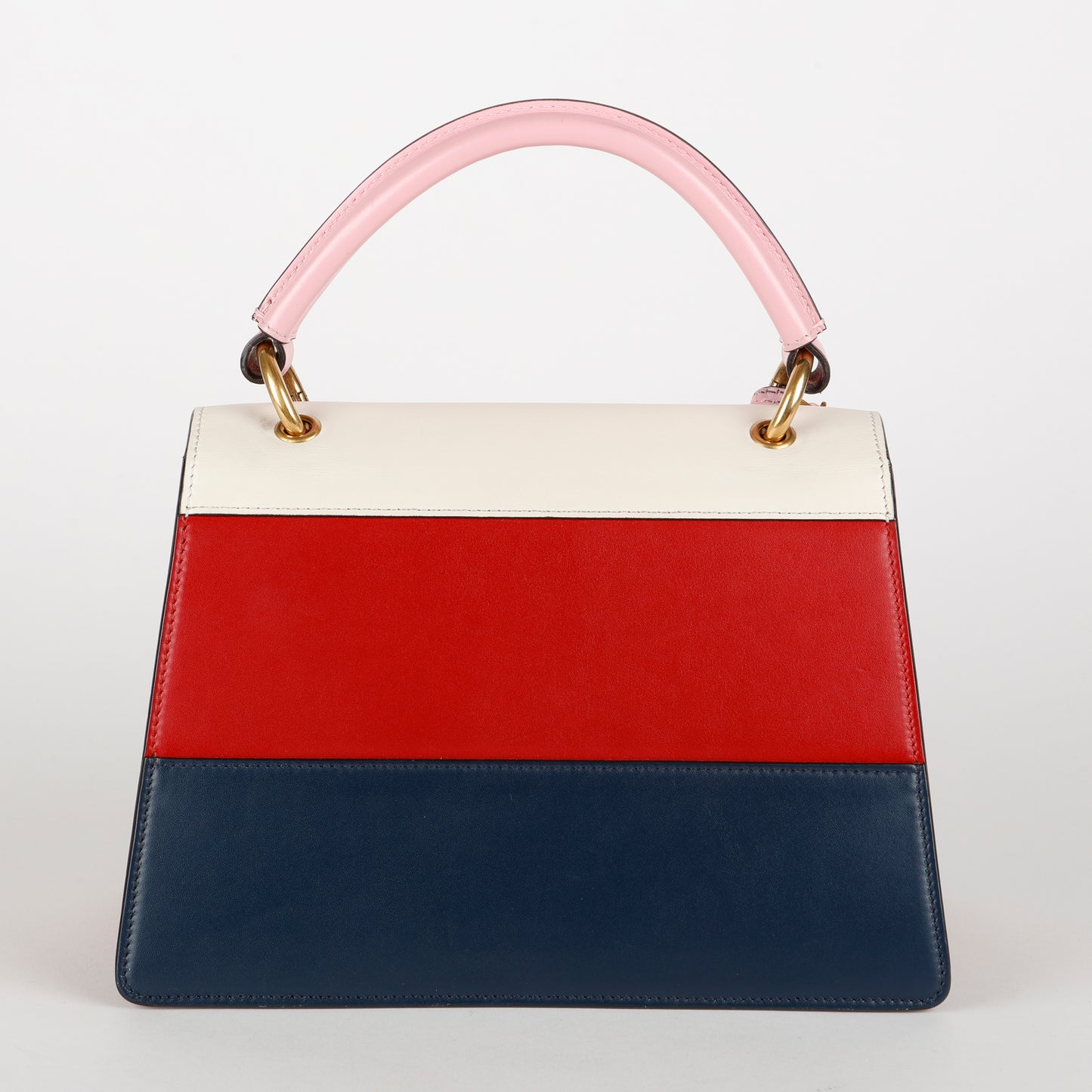 Small Supreme Queen Margaret Top Handle, Red/Navy/Pink