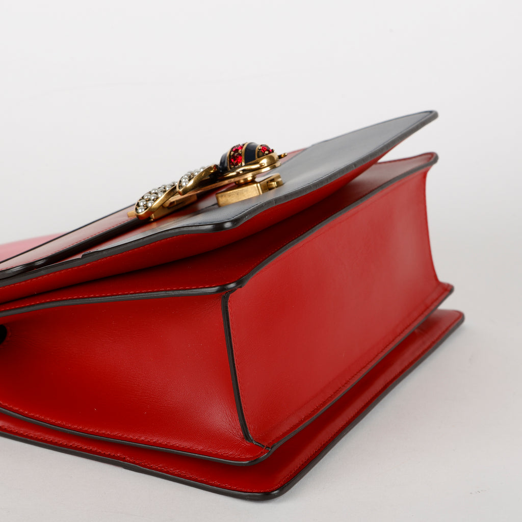 Small Supreme Queen Margaret Top Handle, Red/Navy/Pink