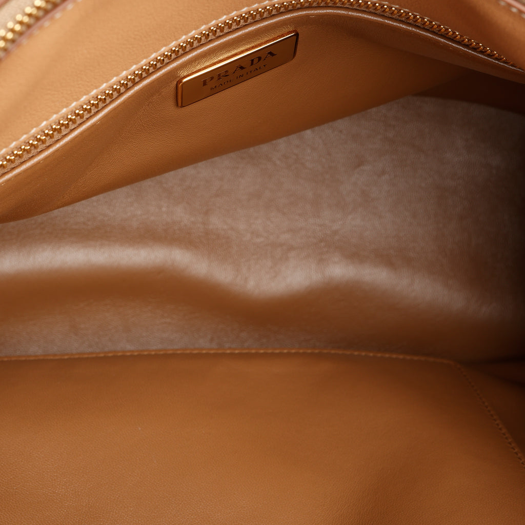 Large Studded Galleria Double Zip Tote, Natural Calfskin (w/o strap)