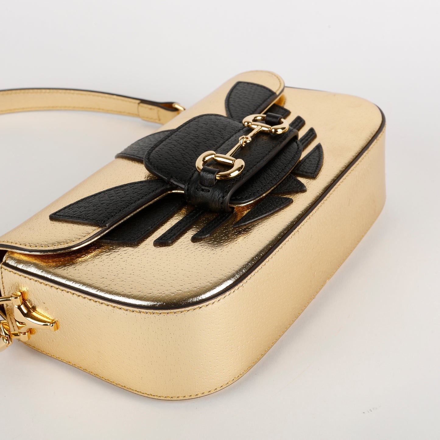 G X Adidas Horsebit Shoulder Bag, Metallic Gold