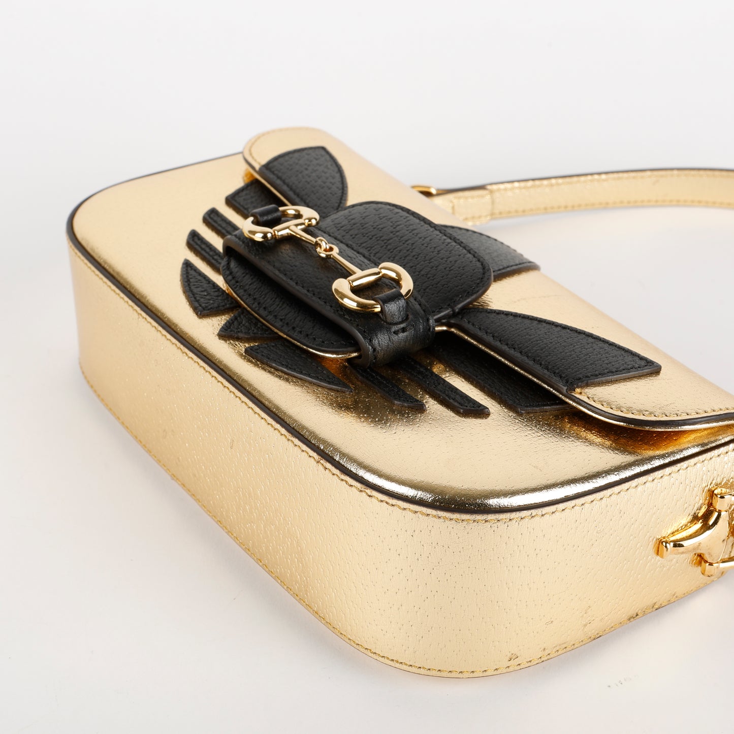 G X Adidas Horsebit Shoulder Bag, Metallic Gold