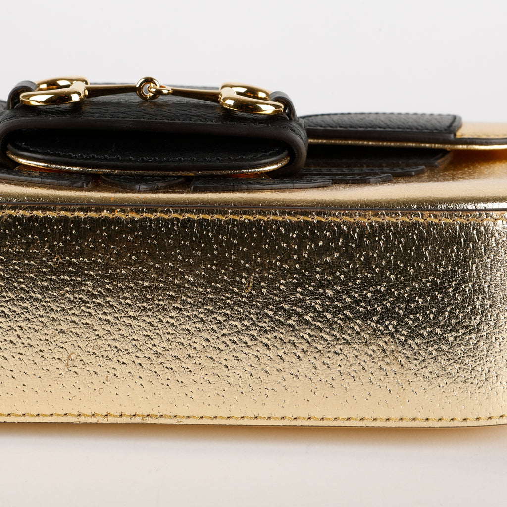 G X Adidas Horsebit Shoulder Bag, Metallic Gold