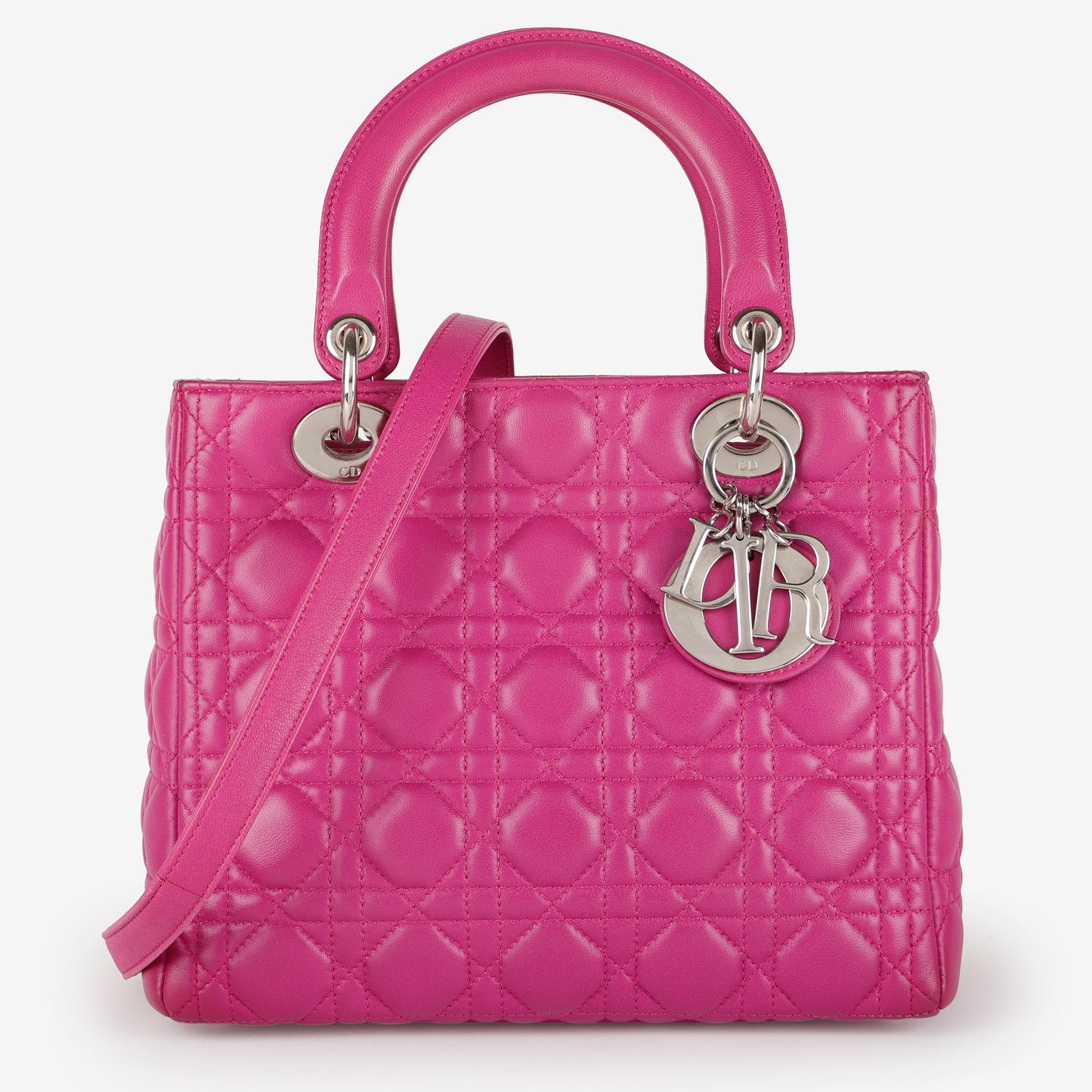 Medium Lady Dior, Magenta Lambskin
