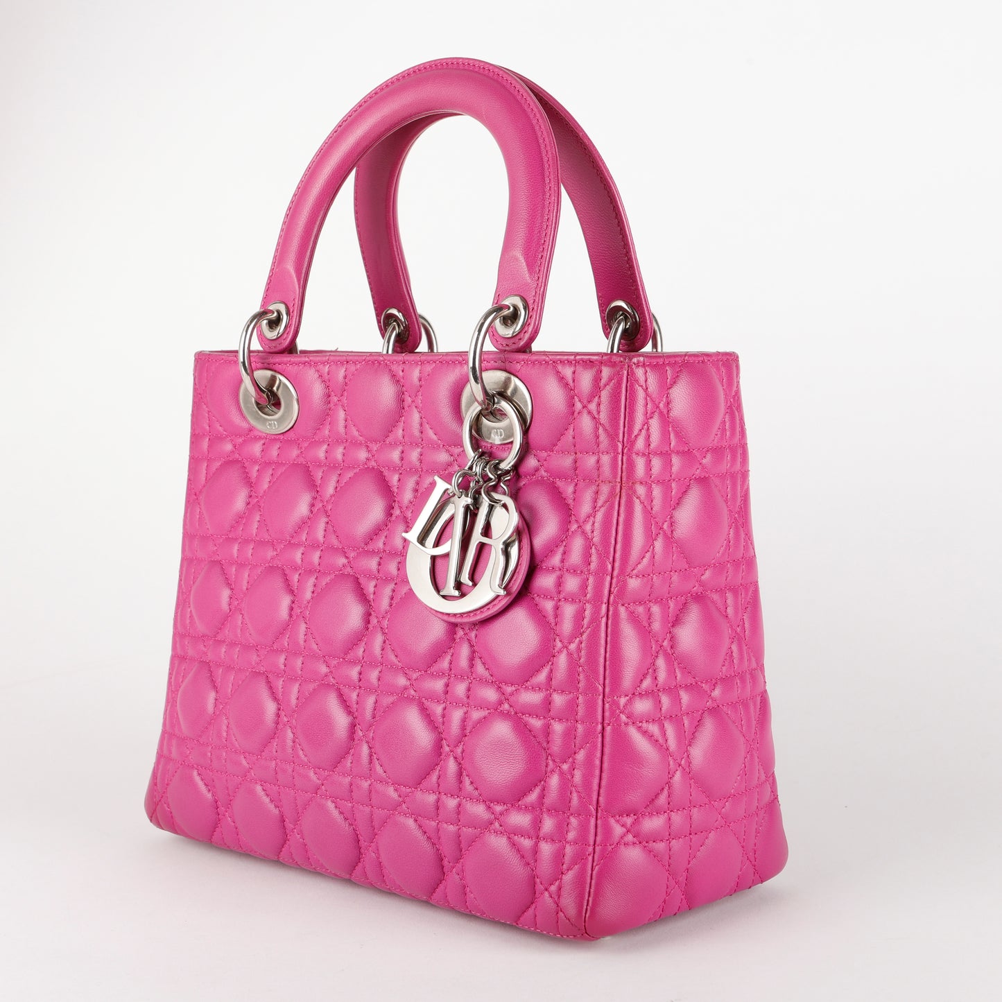Medium Lady Dior, Magenta Lambskin