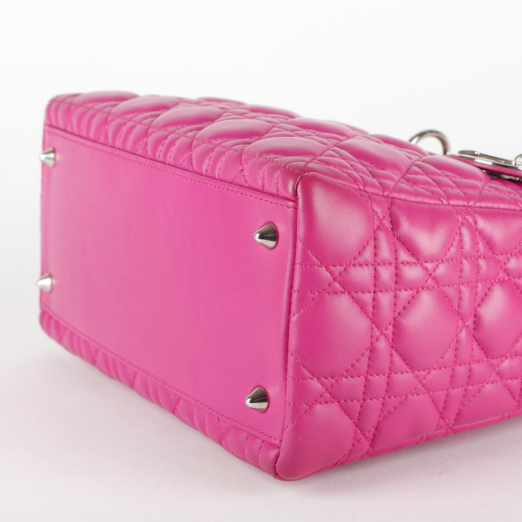 Medium Lady Dior, Magenta Lambskin