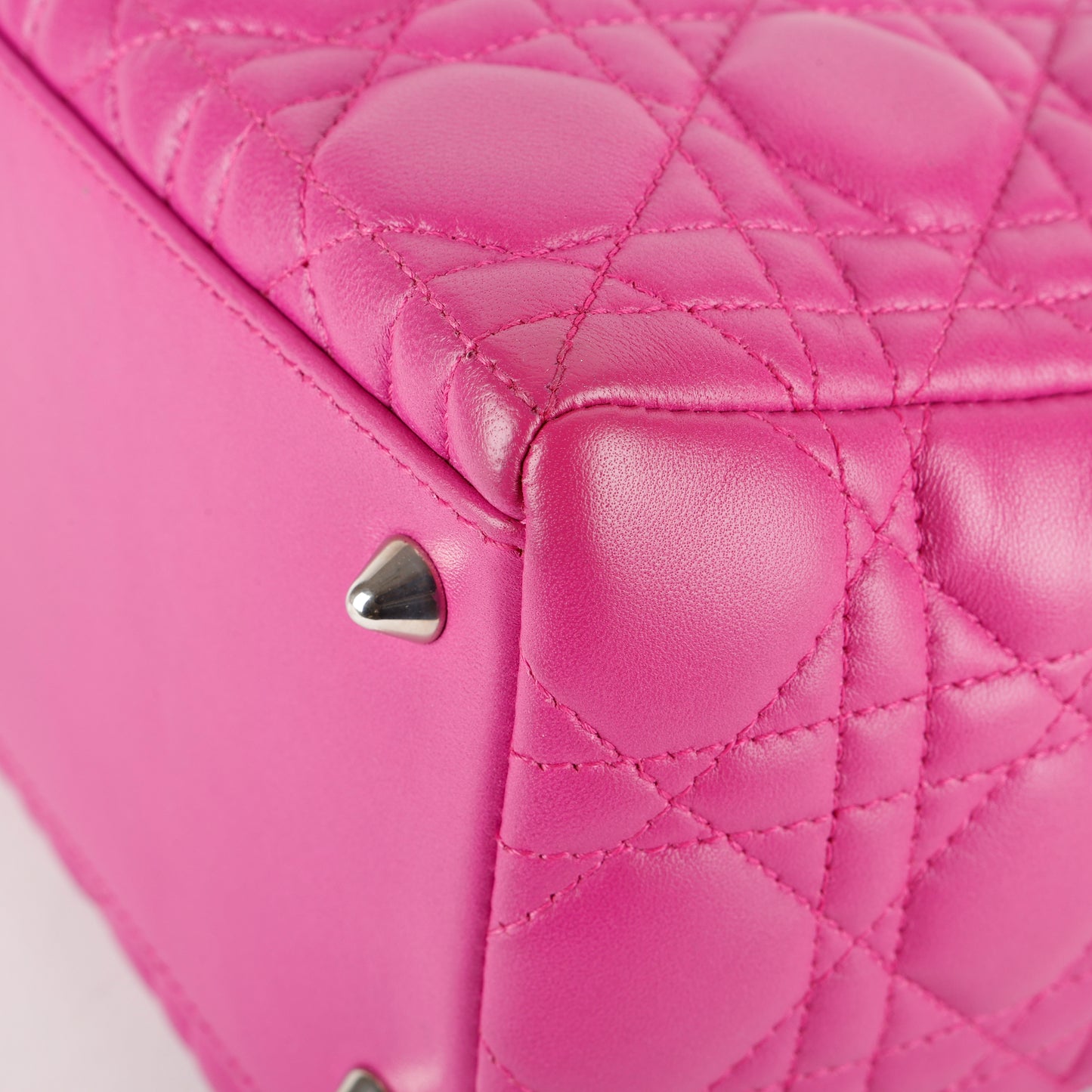Medium Lady Dior, Magenta Lambskin