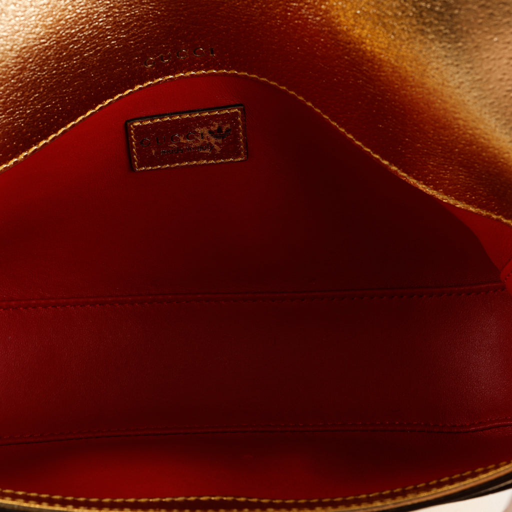 G X Adidas Horsebit Shoulder Bag, Metallic Gold