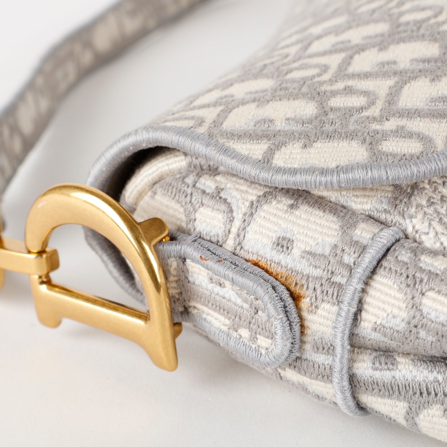 Medium Oblique Saddle Bag, Grey Canvas