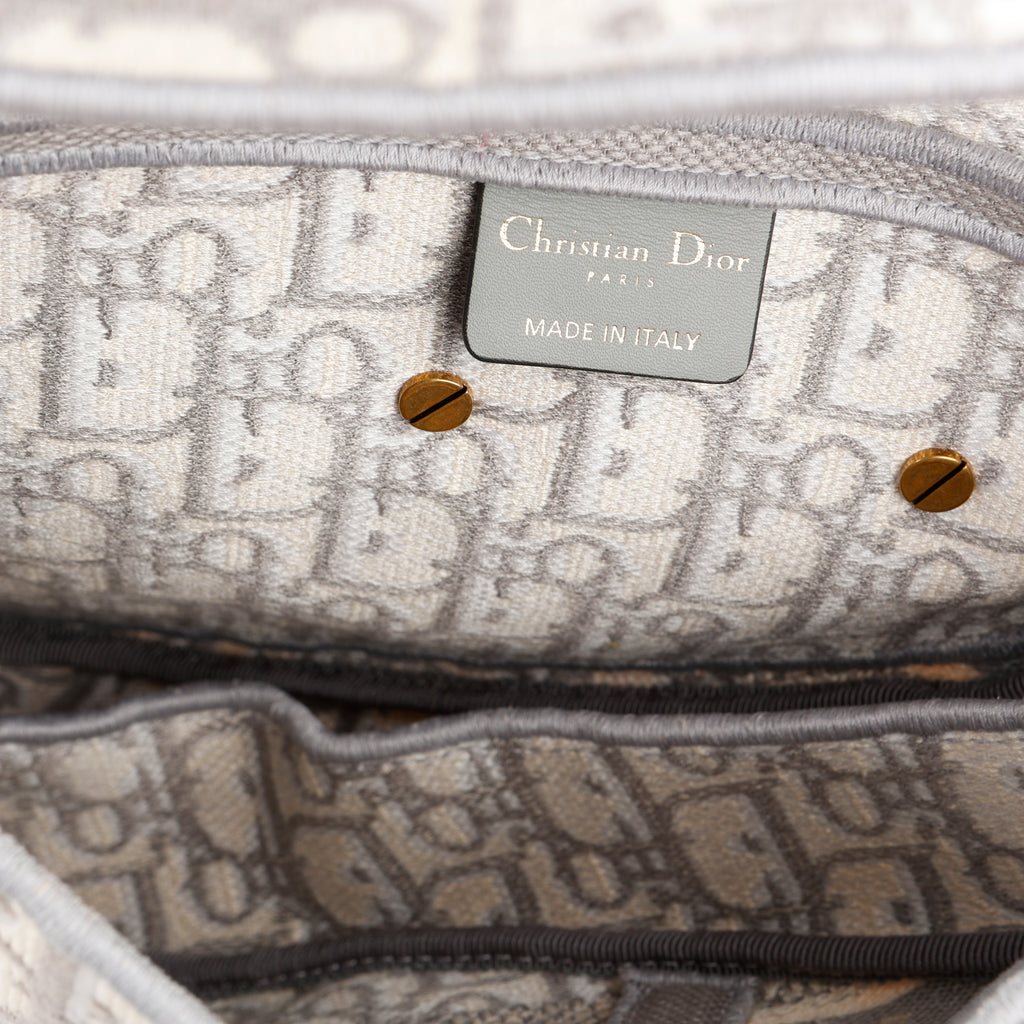 Medium Oblique Saddle Bag, Grey Canvas
