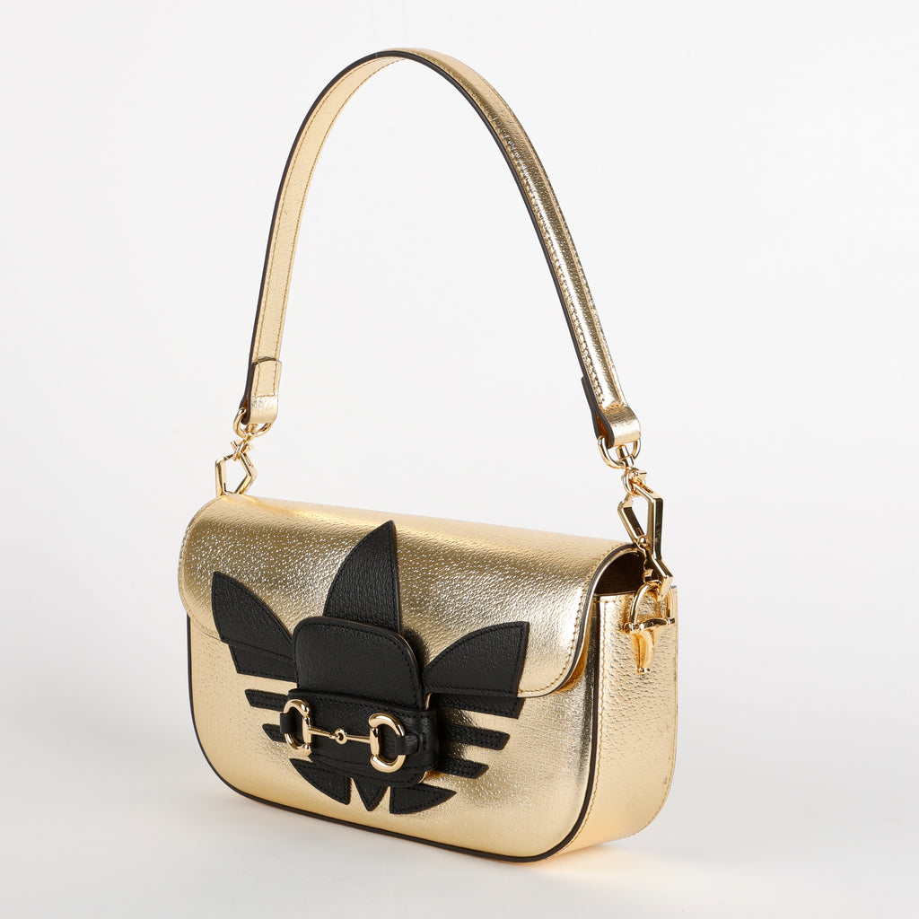 G X Adidas Horsebit Shoulder Bag, Metallic Gold