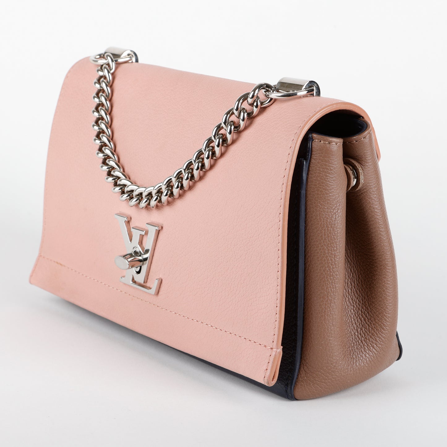 Lock Me BB, Magnolia/Beige/Navy Calfskin