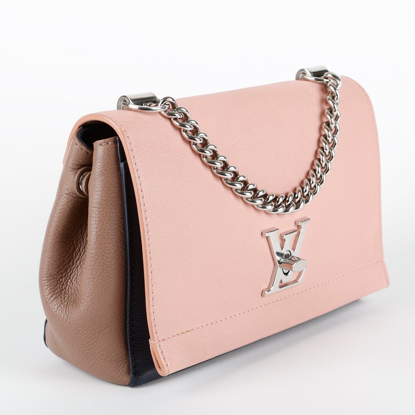 Lock Me BB, Magnolia/Beige/Navy Calfskin