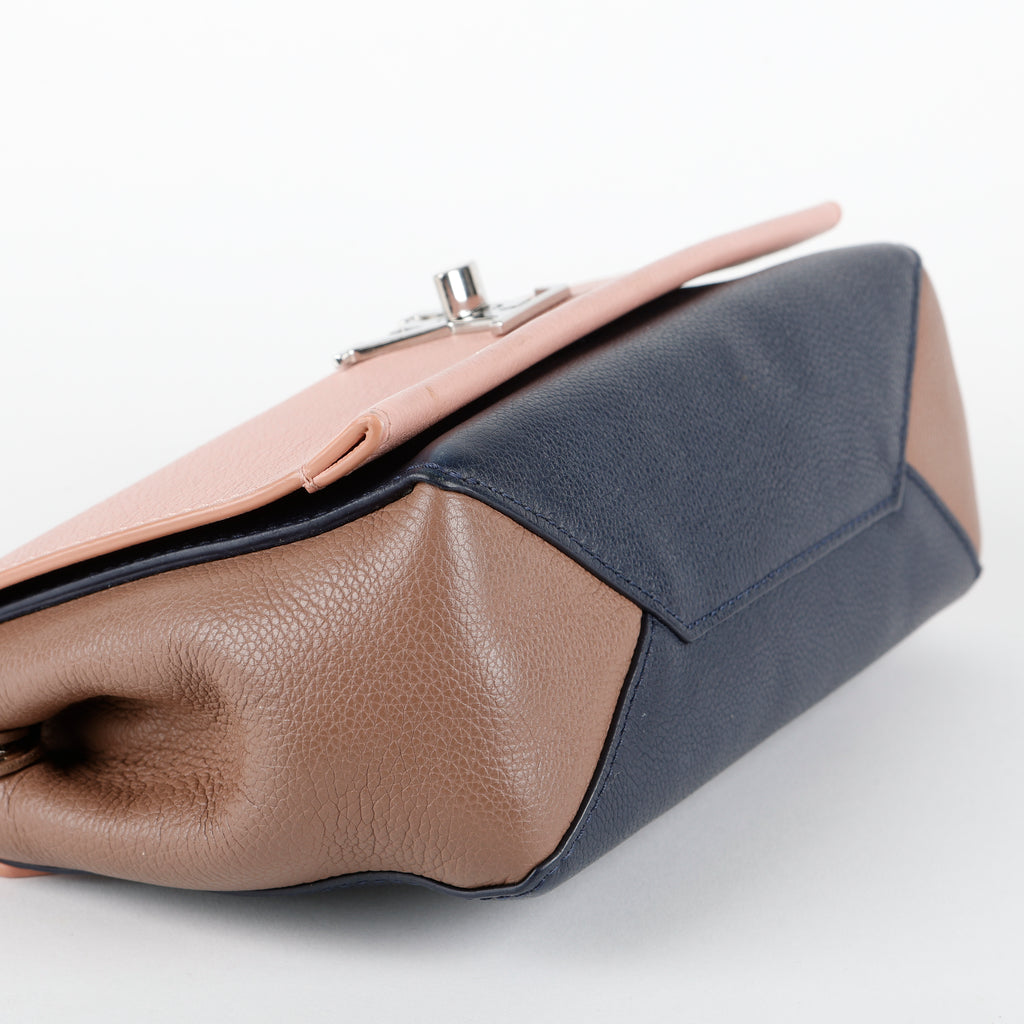 Lock Me BB, Magnolia/Beige/Navy Calfskin