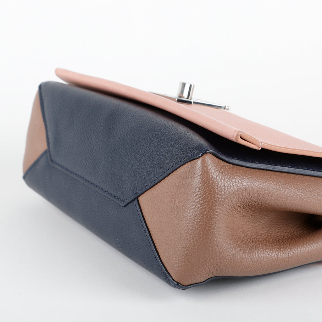 Lock Me BB, Magnolia/Beige/Navy Calfskin