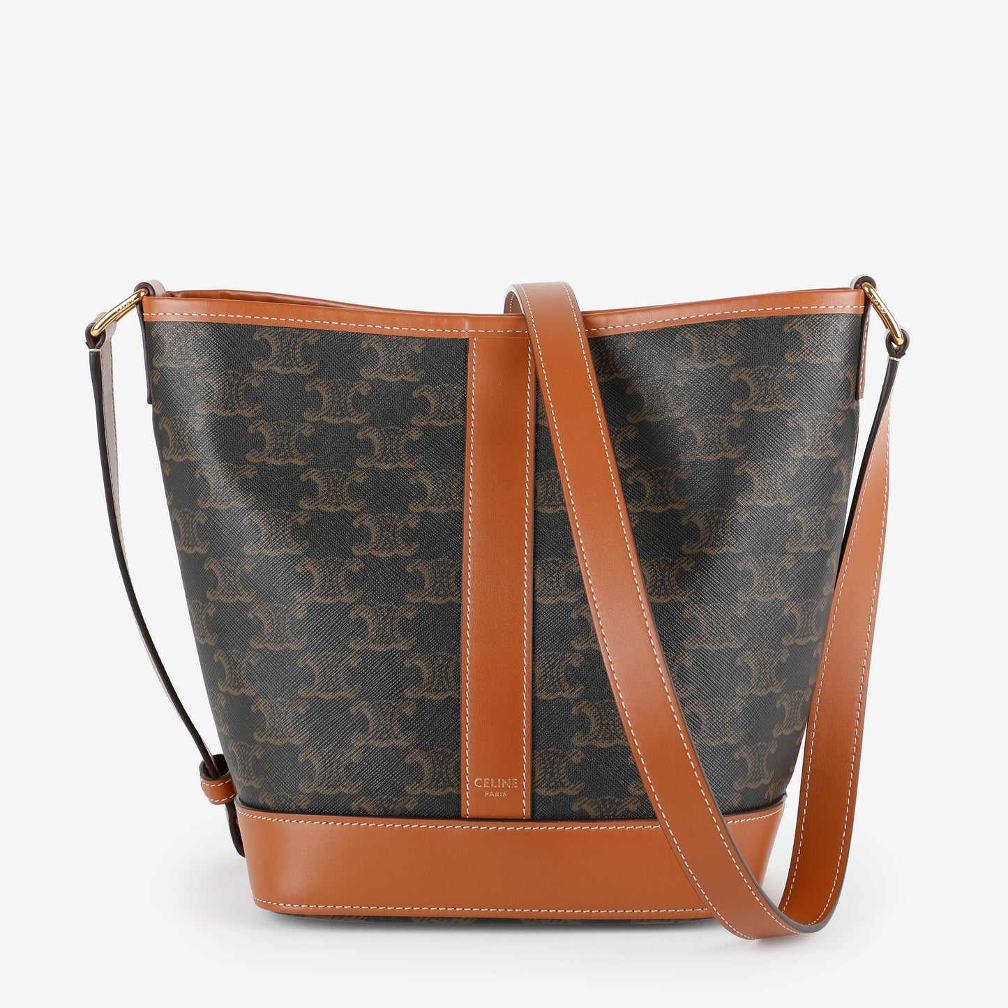 Small Bucket Bag, Coated Canvas/Brown