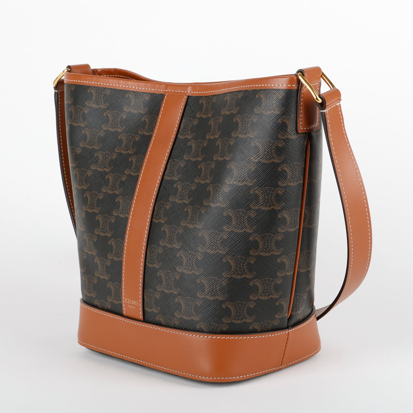 Small Bucket Bag, Coated Canvas/Brown