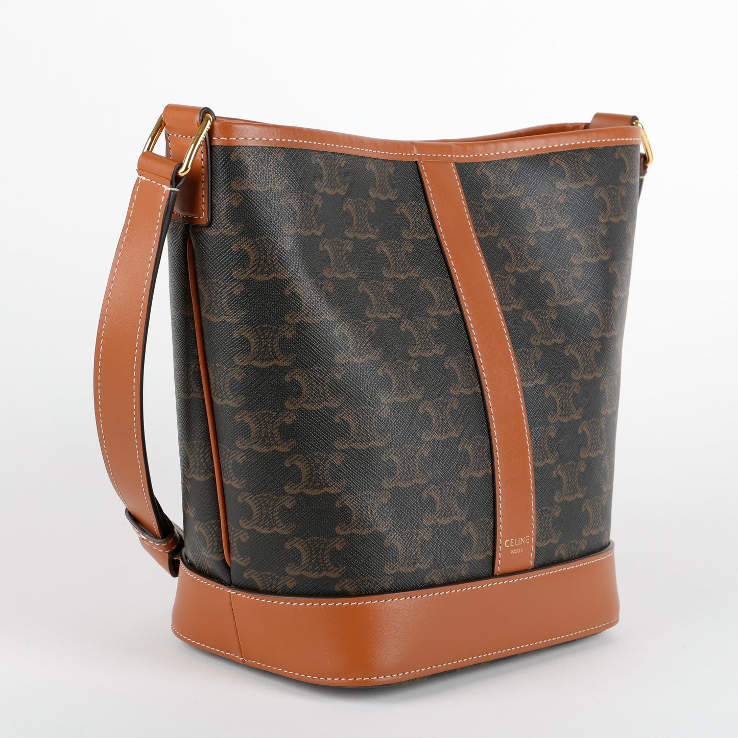 Small Bucket Bag, Coated Canvas/Brown