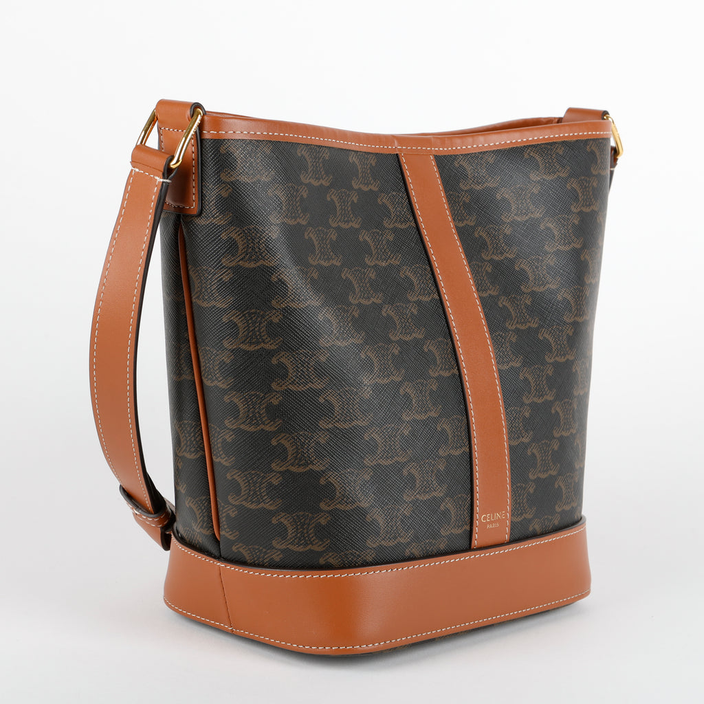Small Bucket Bag, Coated Canvas/Brown