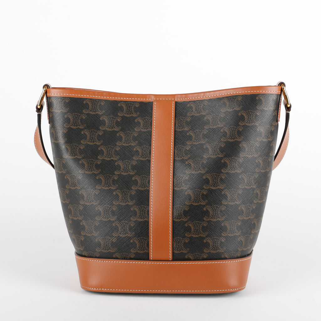 Small Bucket Bag, Coated Canvas/Brown