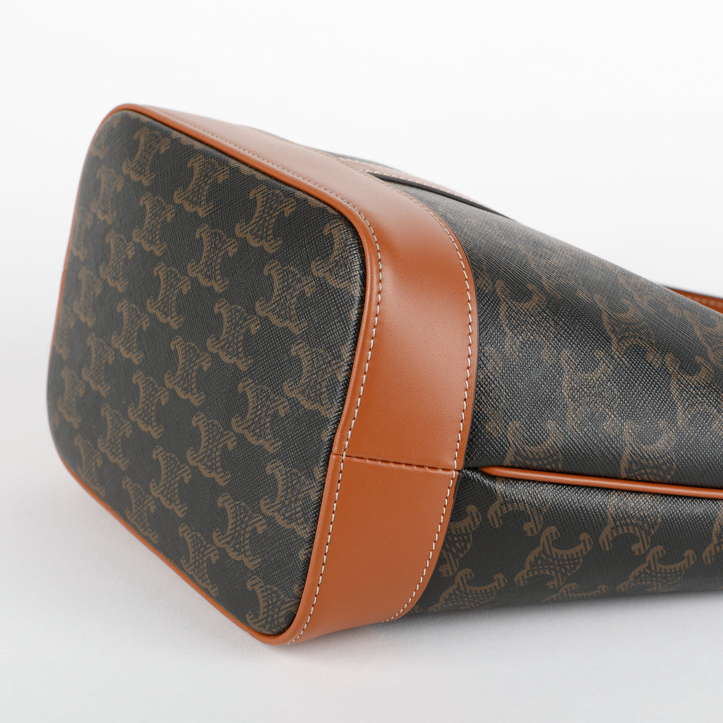Small Bucket Bag, Coated Canvas/Brown