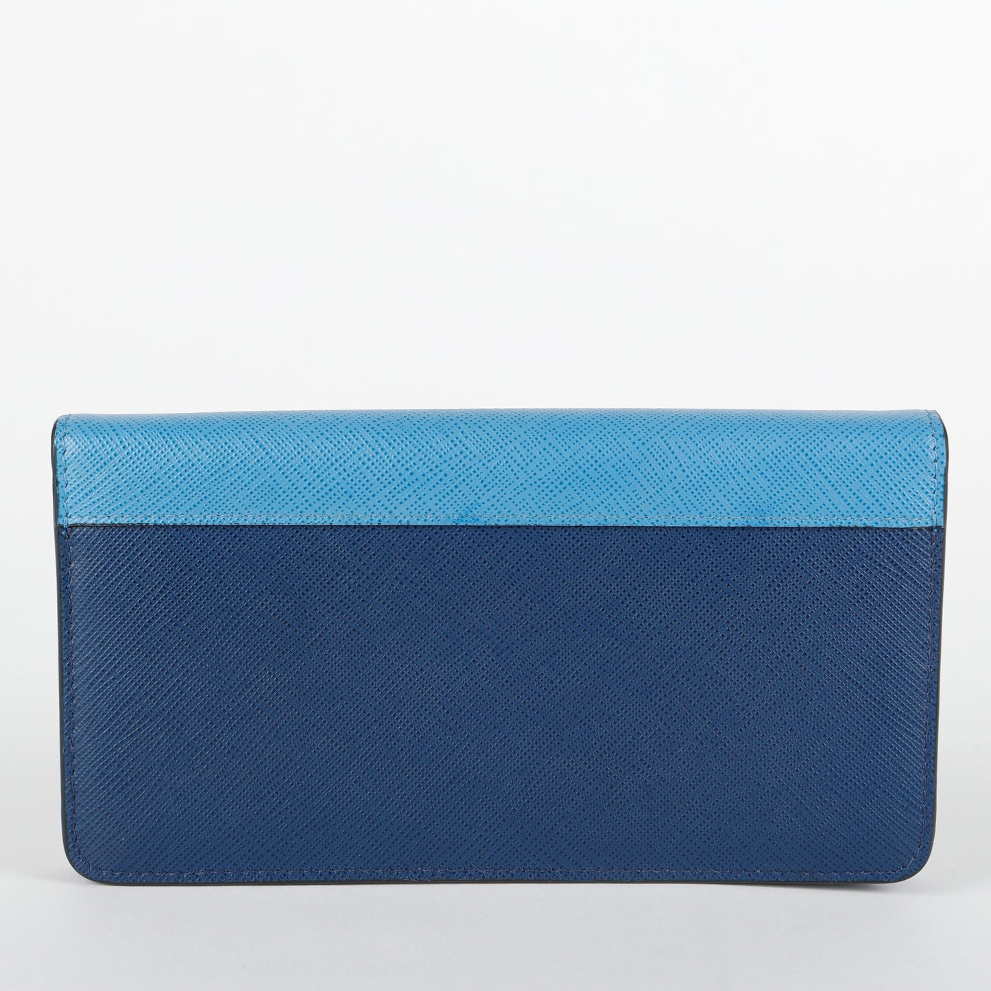 Enamel Pin Wallet on Chain, Blue Saffiano
