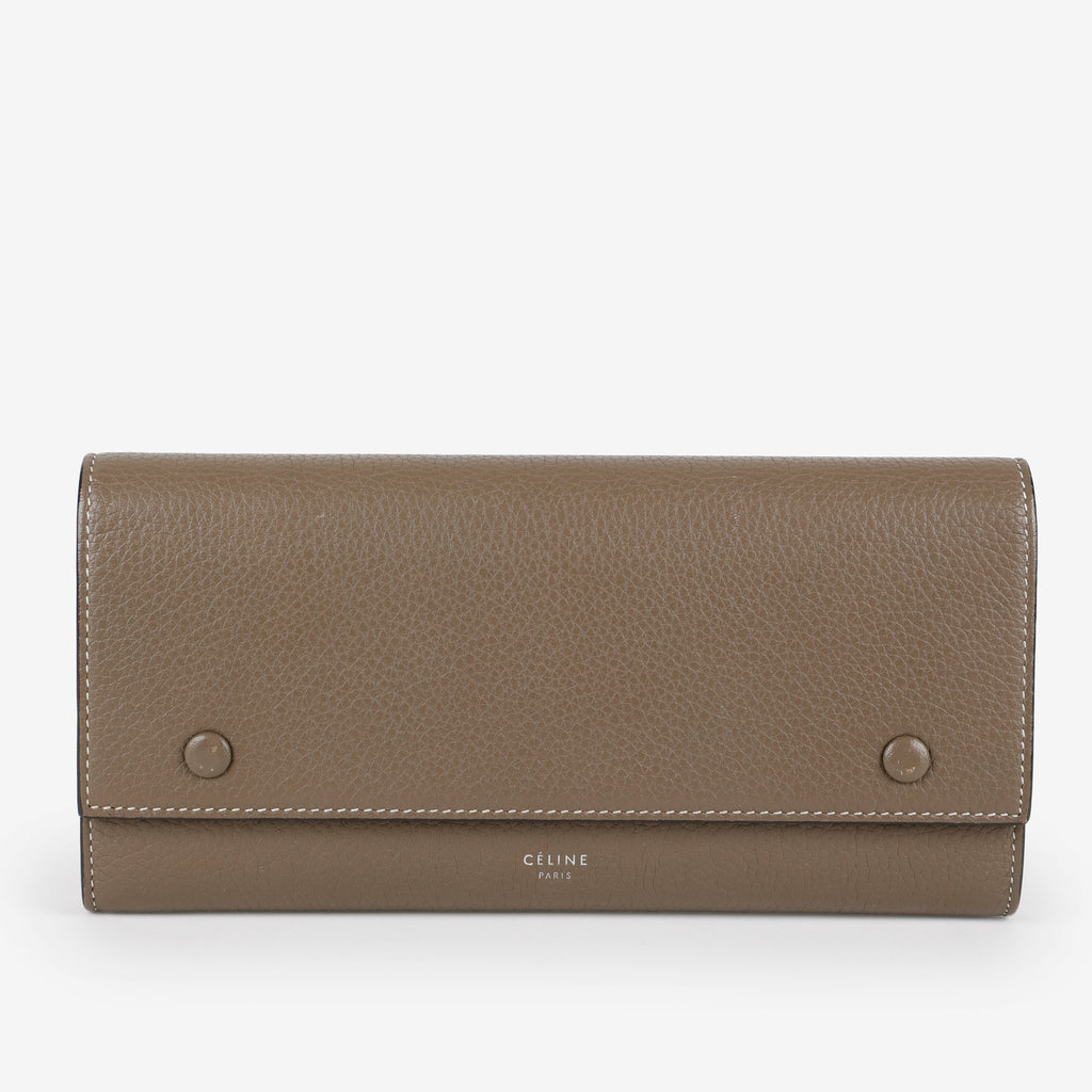 Large Flap Multifunction Long Wallet, Grey/Yellow
